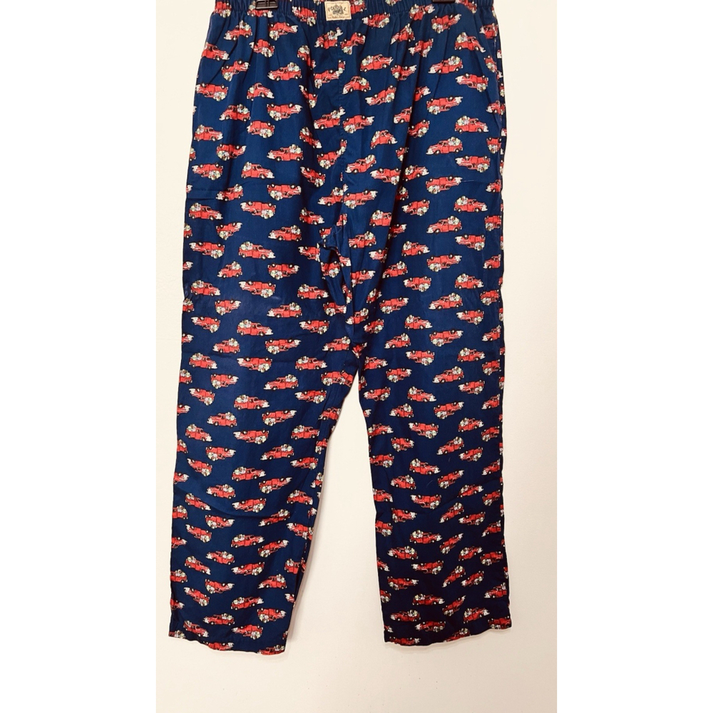 Polo Ralph Lauren L Vintage Pajama‎ Pants All Over Red Truck Y2K Holiday Navy